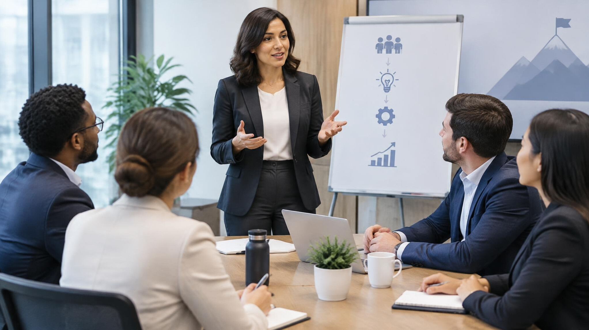 manager leading team meeting